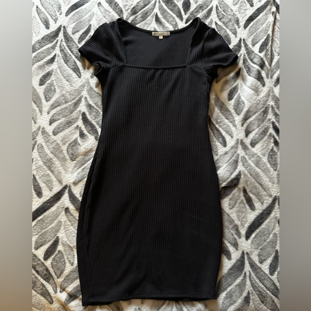 Square neck black dress!